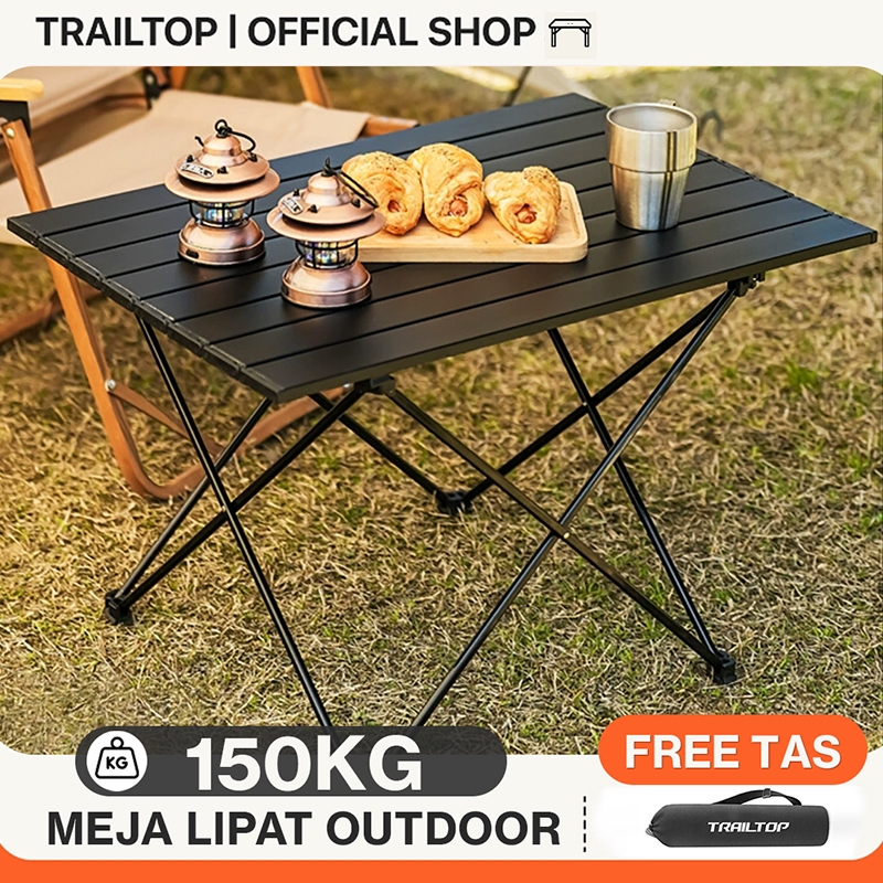 TrailTop Meja Camping Lipat Baja Karbon Meja Lipat Outdoor Kursi Lipat Dan Meja