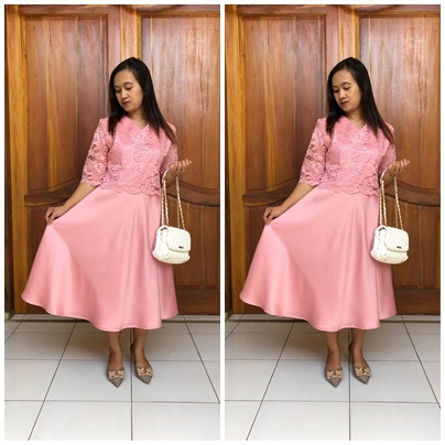 Arcofashion/Dress Aura Rose gold/Kombinasi/Brokat/Tulang