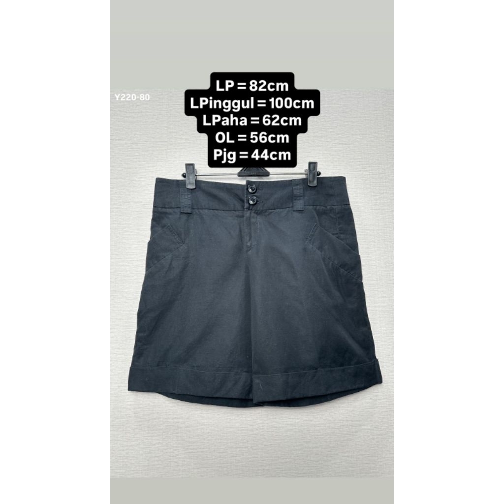 Celana Pendek Wanita G2000 Preloved - Celana Katun Casual Hitam - Ukuran L [Y220-80]