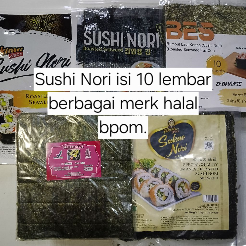 

[SALE TERLARIS] Sushi Nori isi 10 lembar bahan sushi kulit kimbap gimbap sushi bento rumput laut kering seaweed halal mui dan bpom harga terjangkau promo sale terlaris