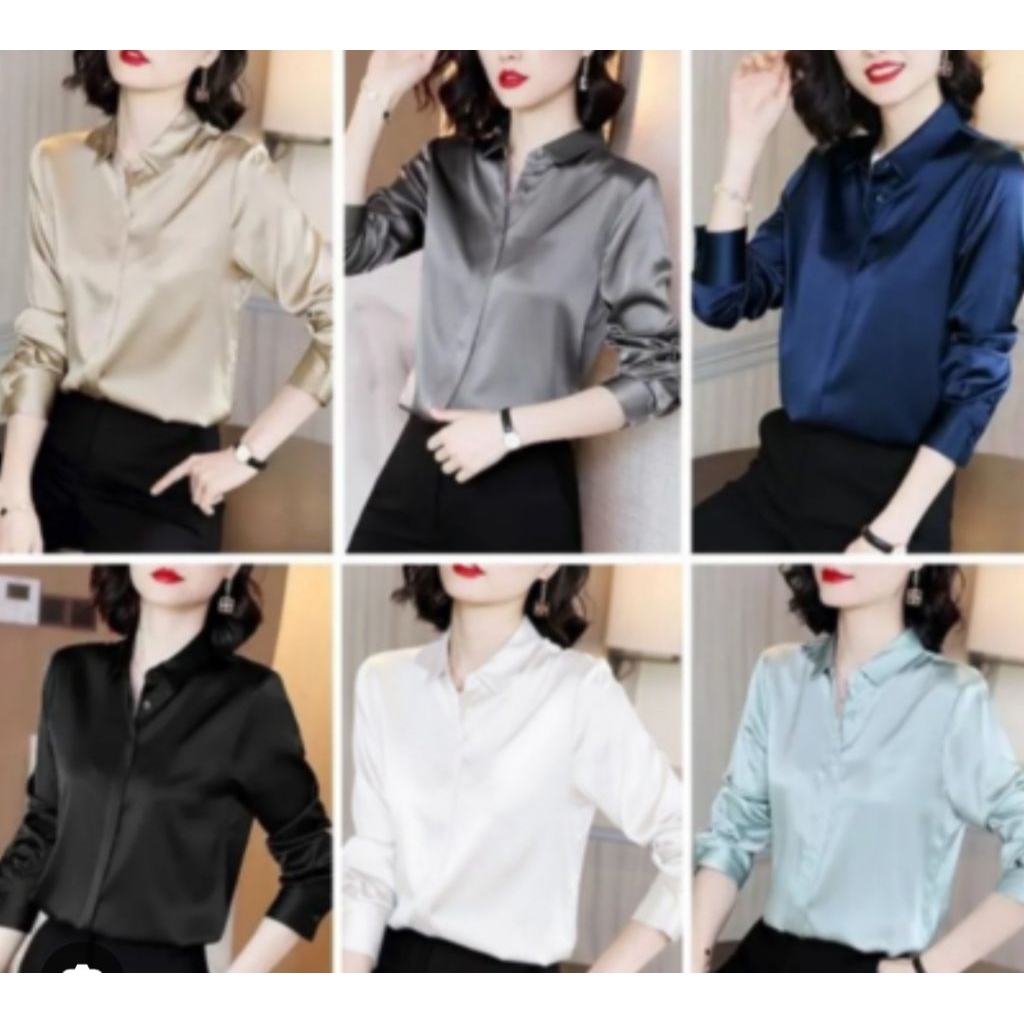 Cod Blouse Keren/Kemeja wanita/Atasan Wanita/Kemeja Satin/Blouse Satin/kemeja satin silk premium