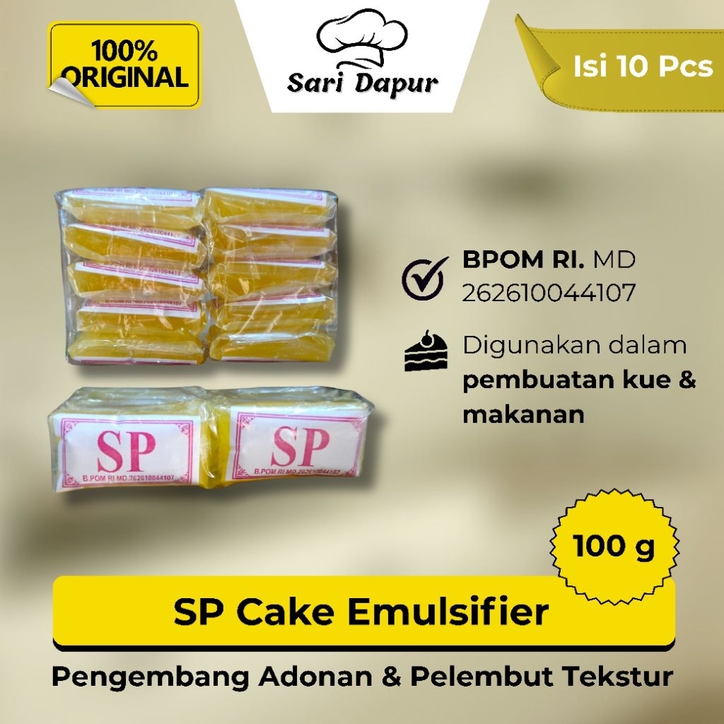 

SP Cake Emulsifier Pengembang Adonan & Pelembut Tekstur 100 Gram (Isi 10 Pcs)