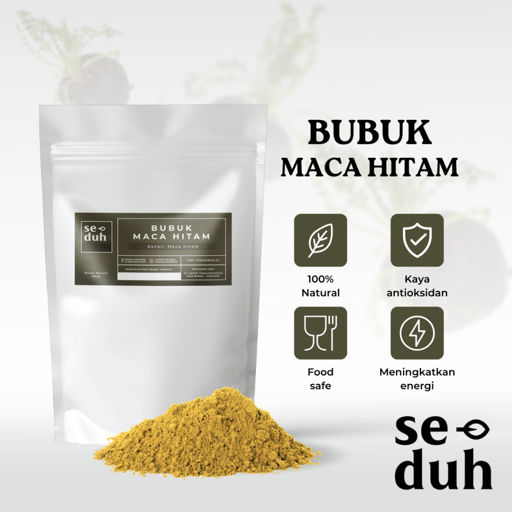 

Seduh Black Maca Root Powder / Bubuk Akar Tanaman Maca / Roots Powder - 50 Gram