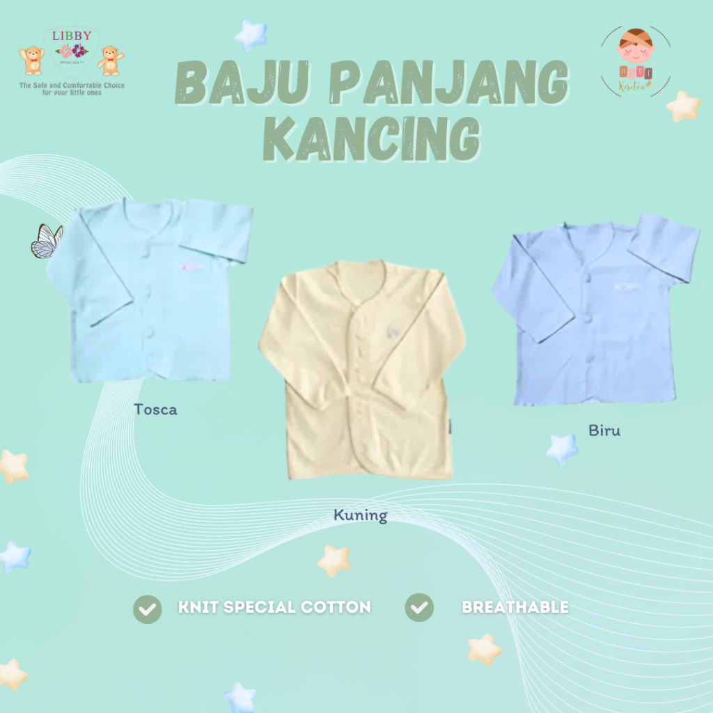 LIBBY Baju Panjang Newborn & Anak Polos -Baju Bayi