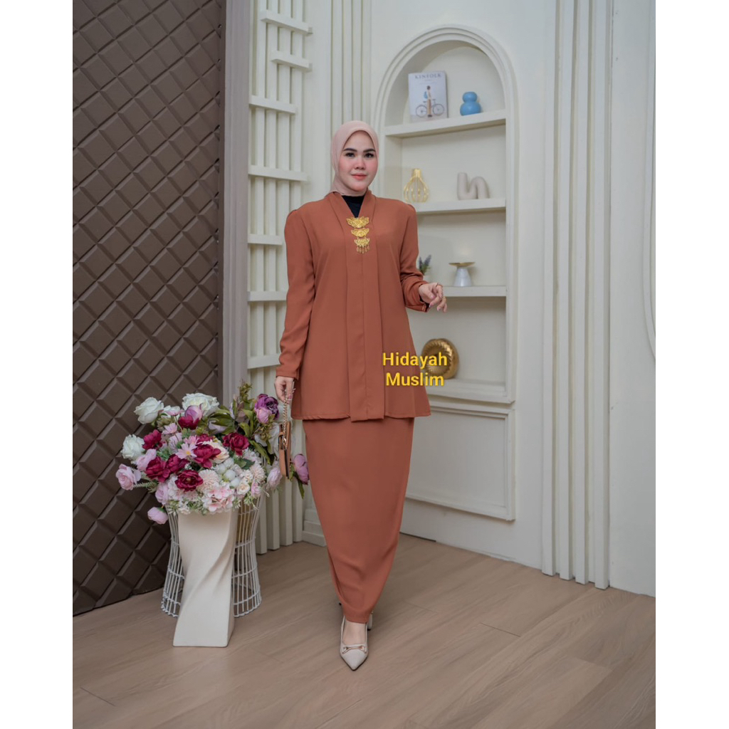 Set Kurung Melayu NAURA Stelan Rok Kondagan Modren Baju Kurung Melayu Cocok Untuk Seragaman