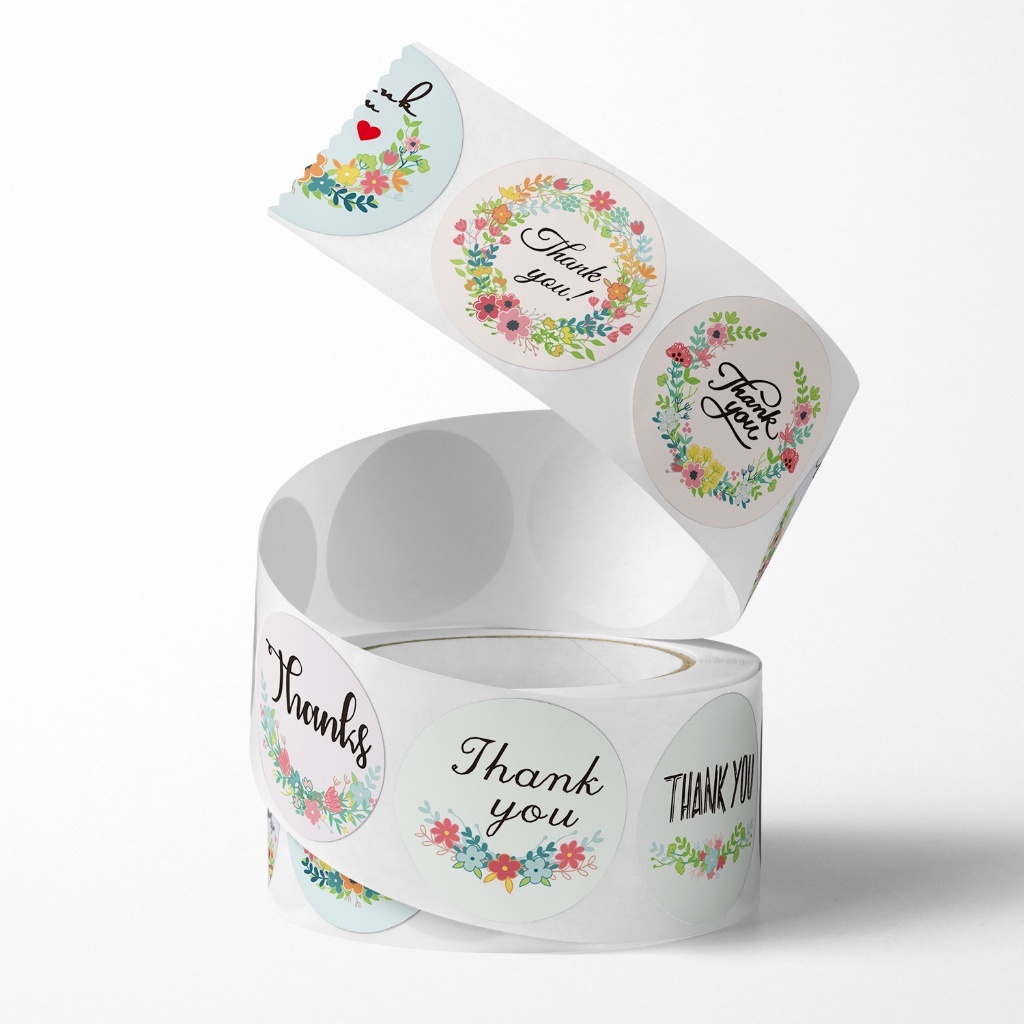 

LMP - Sticker Thank You Roll Isi 500 Pcs Stiker Terima Kasih Warna Self Adhesive Seal Label Roll Sticker Thank You 2Cm Tempelan Ucapan