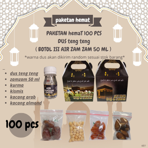 

paketan E hemat almond tali untuk oleh oleh haji/umroh 100 pcs (botol isi air zam zam 50 ml)