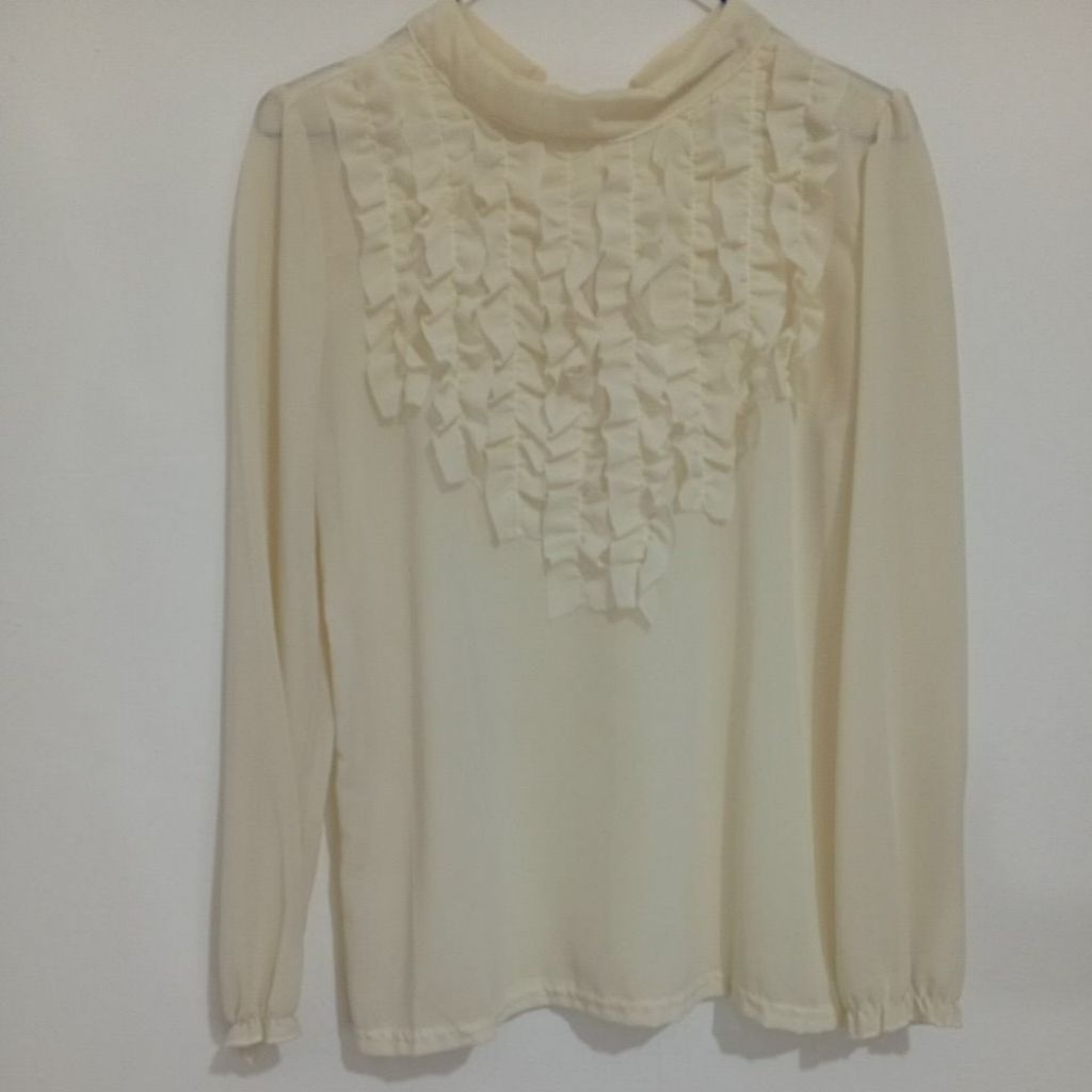 Blouse Sifon Blus Ruffle Lengan Panjang BW PL