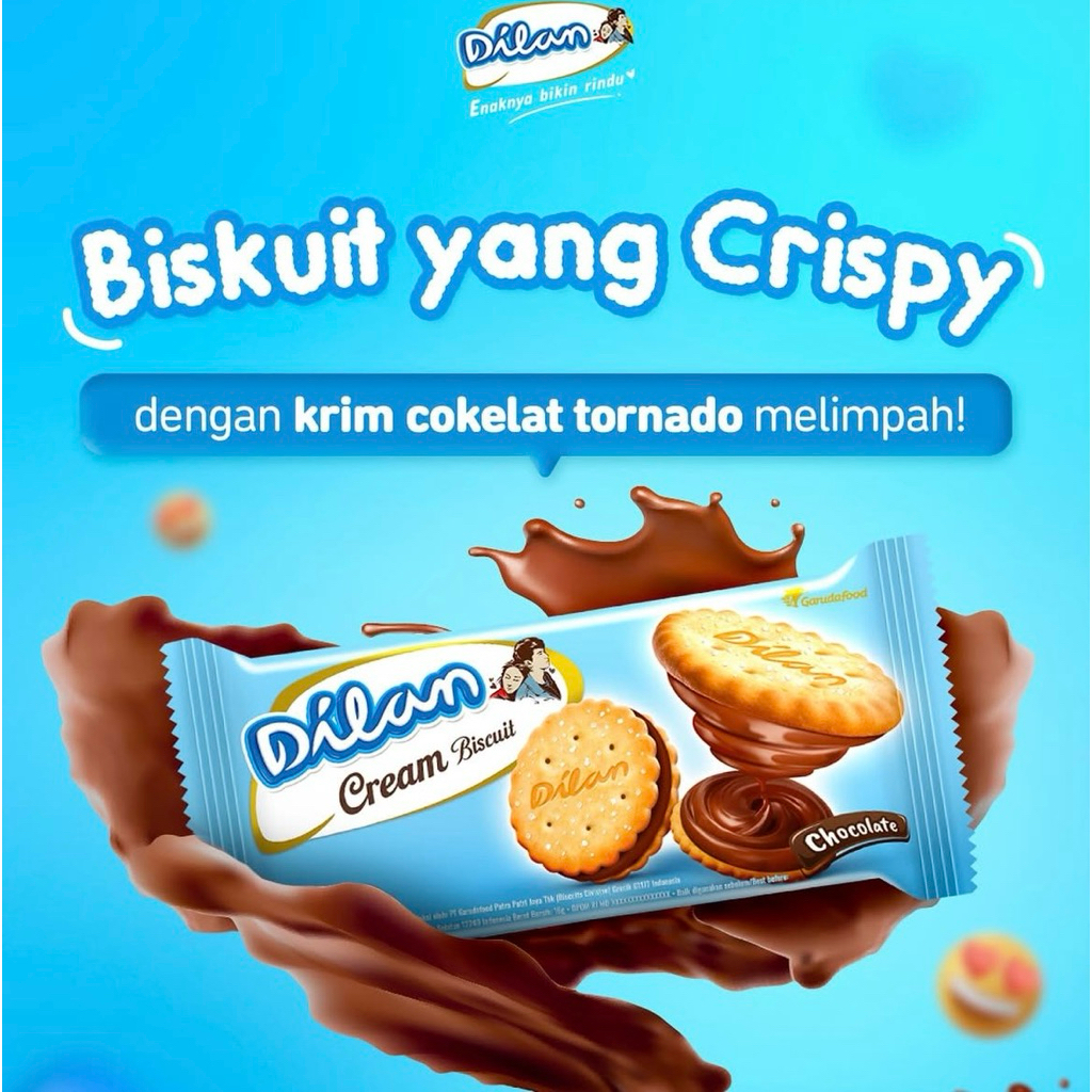 

Dilan Cream Biscuit Chocolate | 1 box Isi 24 Bungkus | GarudaFood