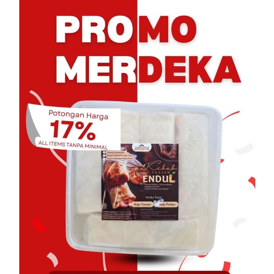 

KEBAB FROZEN ENDUL MEDIUM FULL DAGING 800GR ISI 10