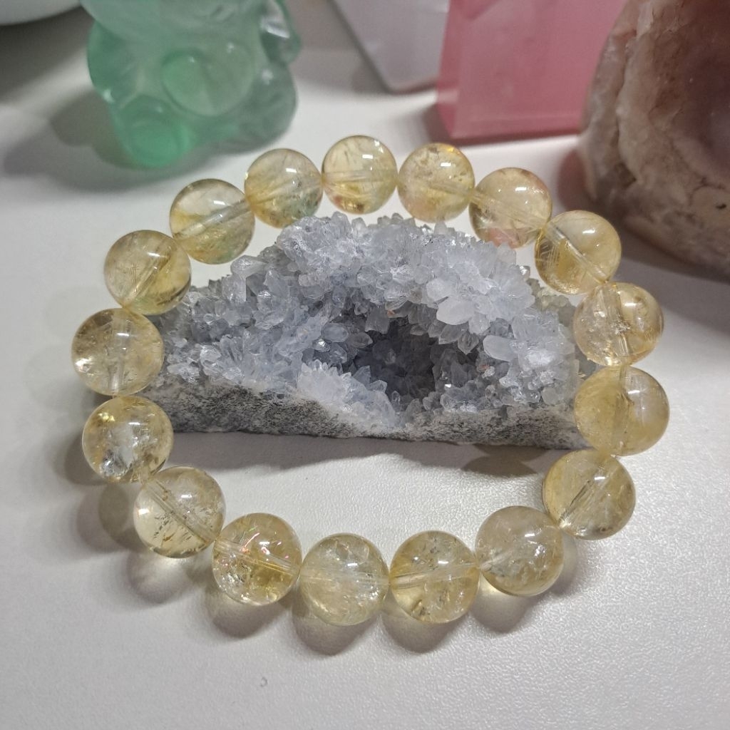 Light Rainbow Citrine Quartz 12mm bracelet | Natural Stone