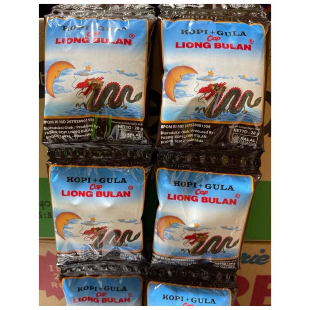 

Kopi Cap Liong Bulan Kopi + Gula 1 Renceng Isi 10 Saset - Kopi Liong Plus Gula