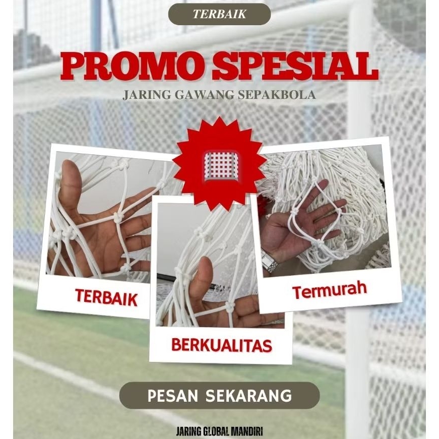 Jaring Gawang Sepak Bola Internasional 1 Set (2 Jaring Gawang)