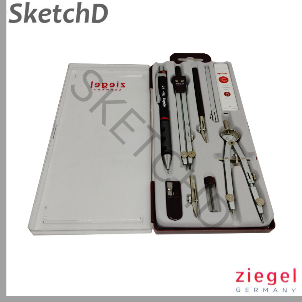 

Jangka set 3 Ziegel Compass 03009A dapat Pensil Rotring Tikky 05