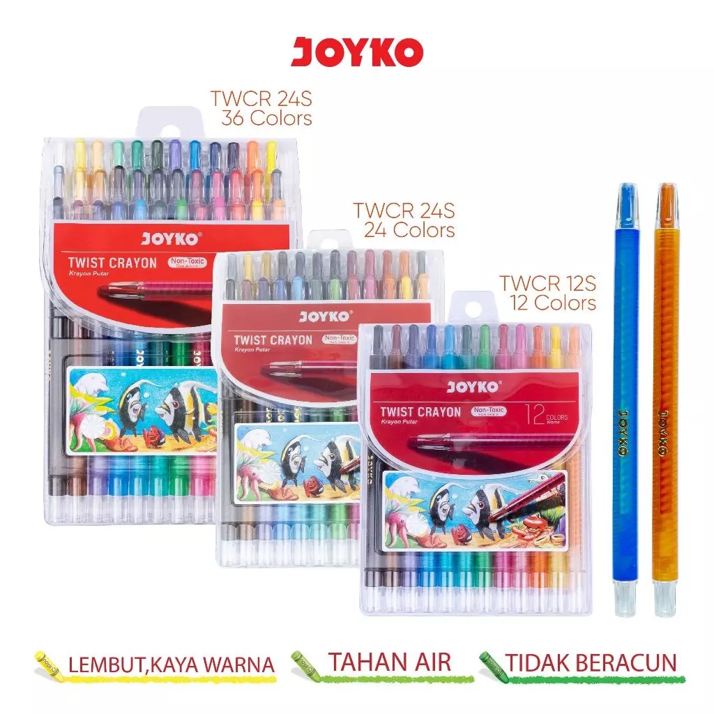

Krayon Putar | Twist Crayon JOYKO TWCR 12 & 24 WARNA