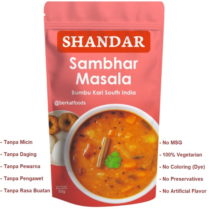 

Sambhar Masala Shandar / Indian Lentil Curry Powder / Bumbu Kari South India / Dhal Daal Sambar Tanpa Pengawet