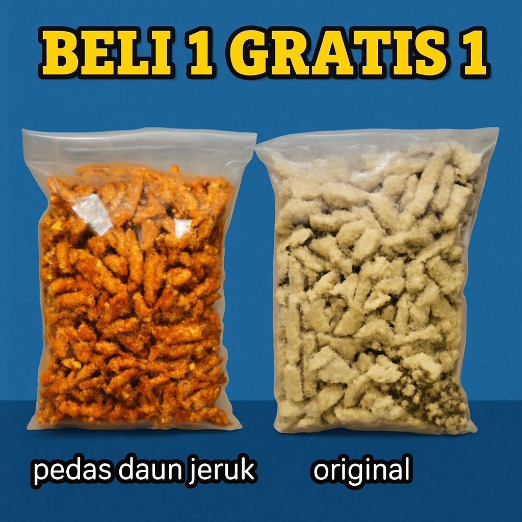 

Basreng Pedas Daun Jeruk Beli 1 Gratis 1 – Lebih Hemat, Lebih Nikmat, Pedasnya Bikin Merem Melek!