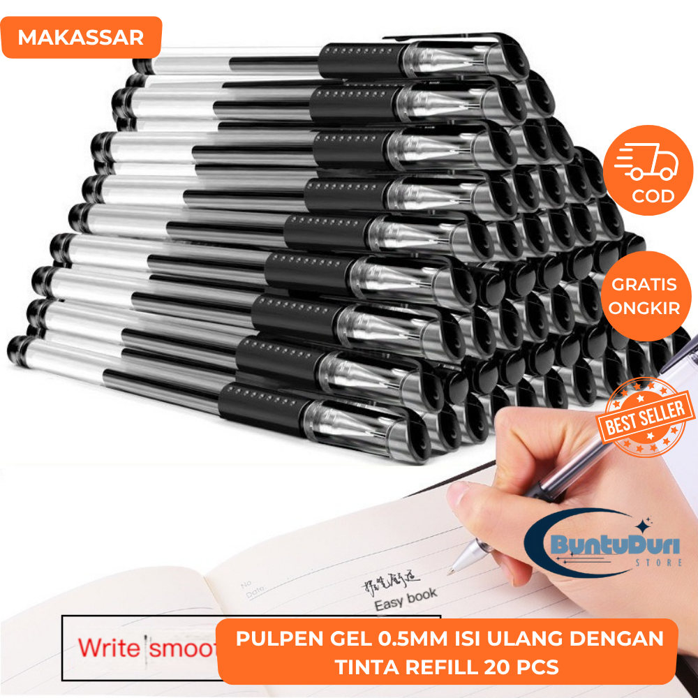 

Pulpen Gel 0.5mm Isi Ulang dengan Tinta Refill 20 PCS