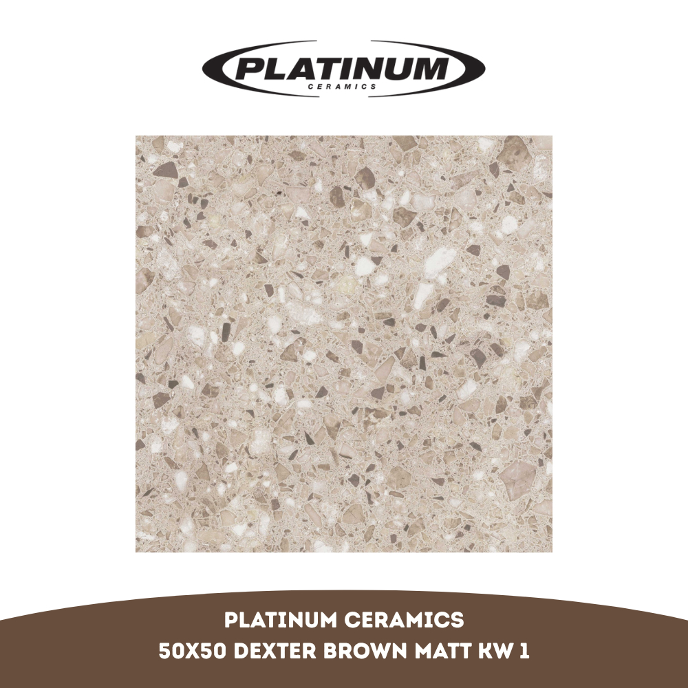 Keramik Platinum Dexter Brown 50X50 KW 1 per Box (Isi 4 Lembar / 1 m²) - Matt