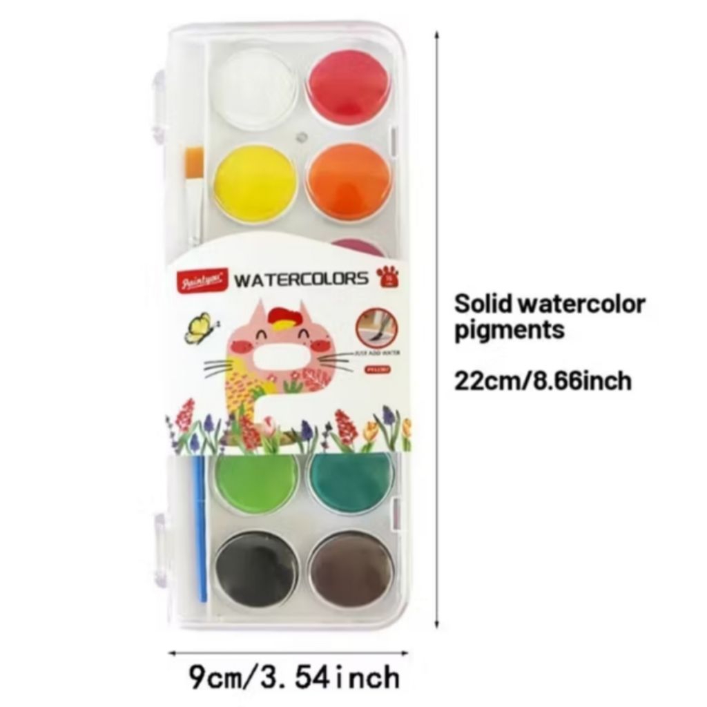 

Watercolor Cake 12 Warna/ Cat Air Padat 12 Warna Gratis Kuas/ Water Color 12 Warna Free Brush/ Cat Air Padat 12 Warna/ Cat Air Murah