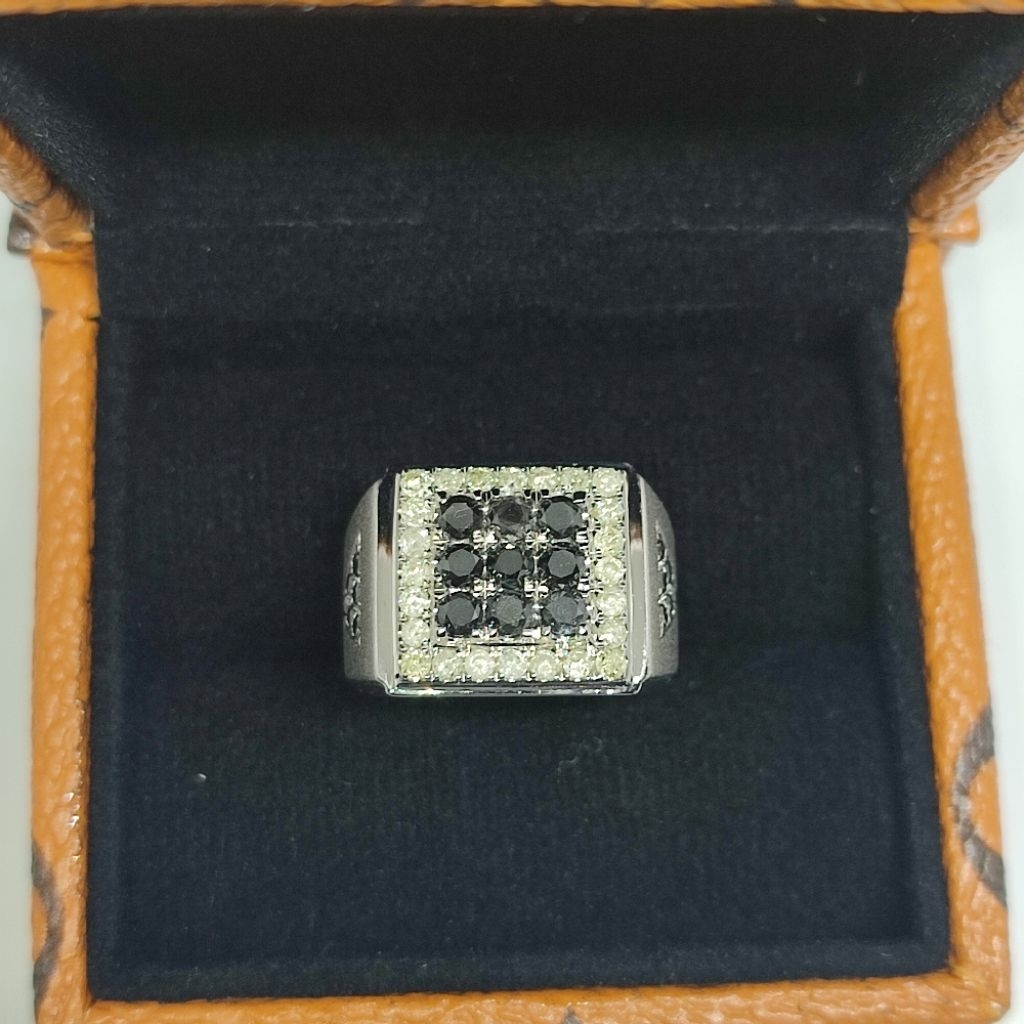 cincin pria ring perak natural berlian hitam