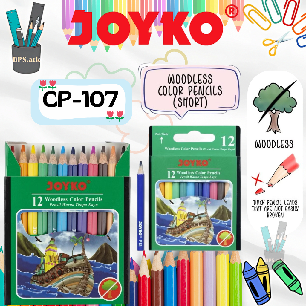 

JOYKO Pensil Warna / Color Pencil CP-107 Woodless Pencil Short| Pensil Warna Mini (Pendek)