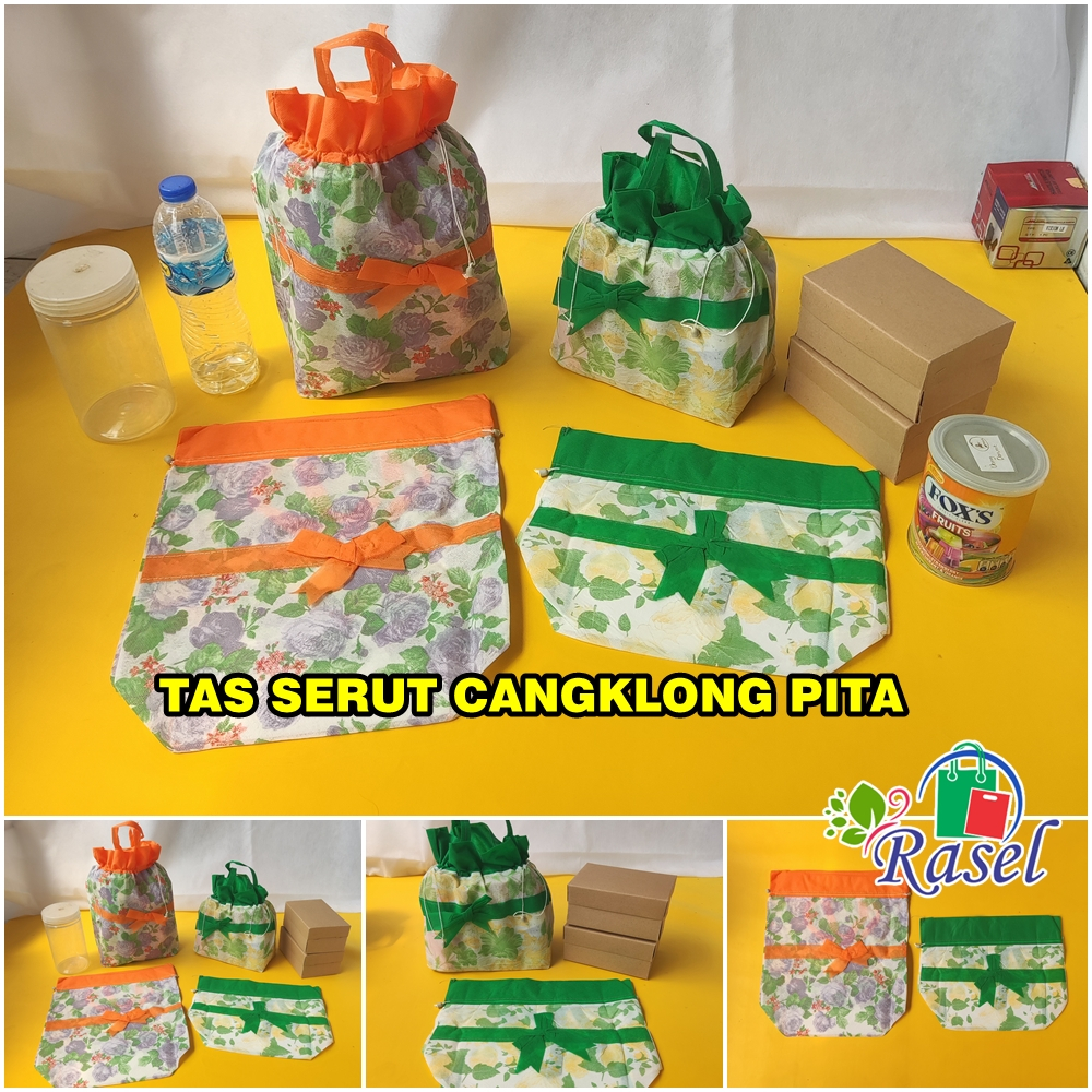 

Tas Cangklong besek mentahan Serut Tas kain Kantong Nasi Kotak Hajatan souvenir event murah