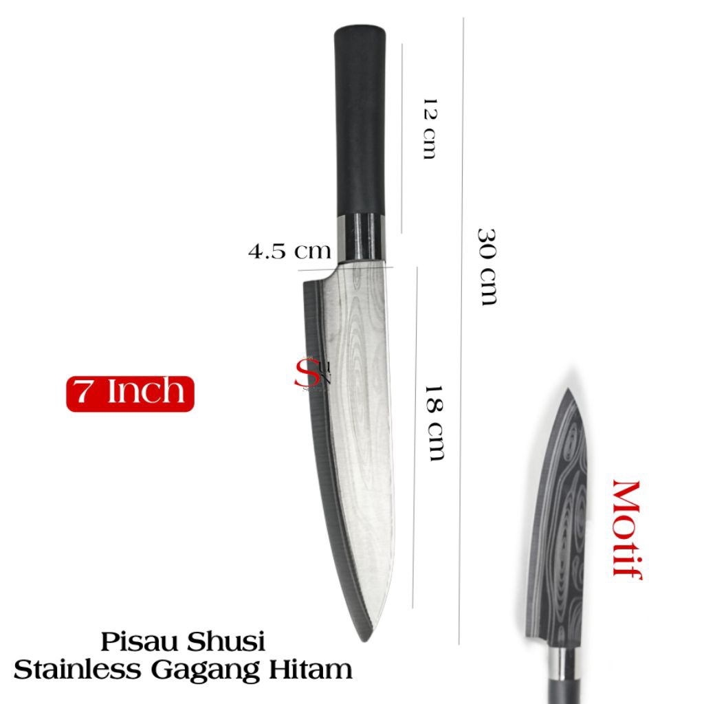 Sun888 Pisau Dapur Koki / Pisau Shusi Motif Damascus Super Tajam Bahan Tebal Tahan Karat 7 Inch
