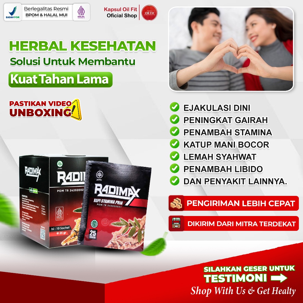 Radimax Minuman Kopi Stamina Pria Kuat Tahan Lama Original Bpom Extra Gingseng Dan Pasak Bumi Asli 1