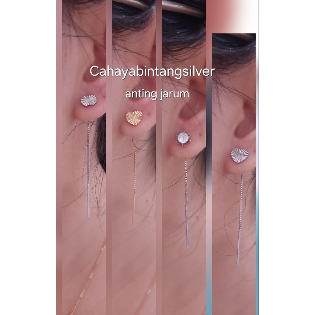 ANTING JARUM WANITA/ANTING TUSUK/ANTING PERAK ASLI 925 LAPIS MAS ANTI KARAT