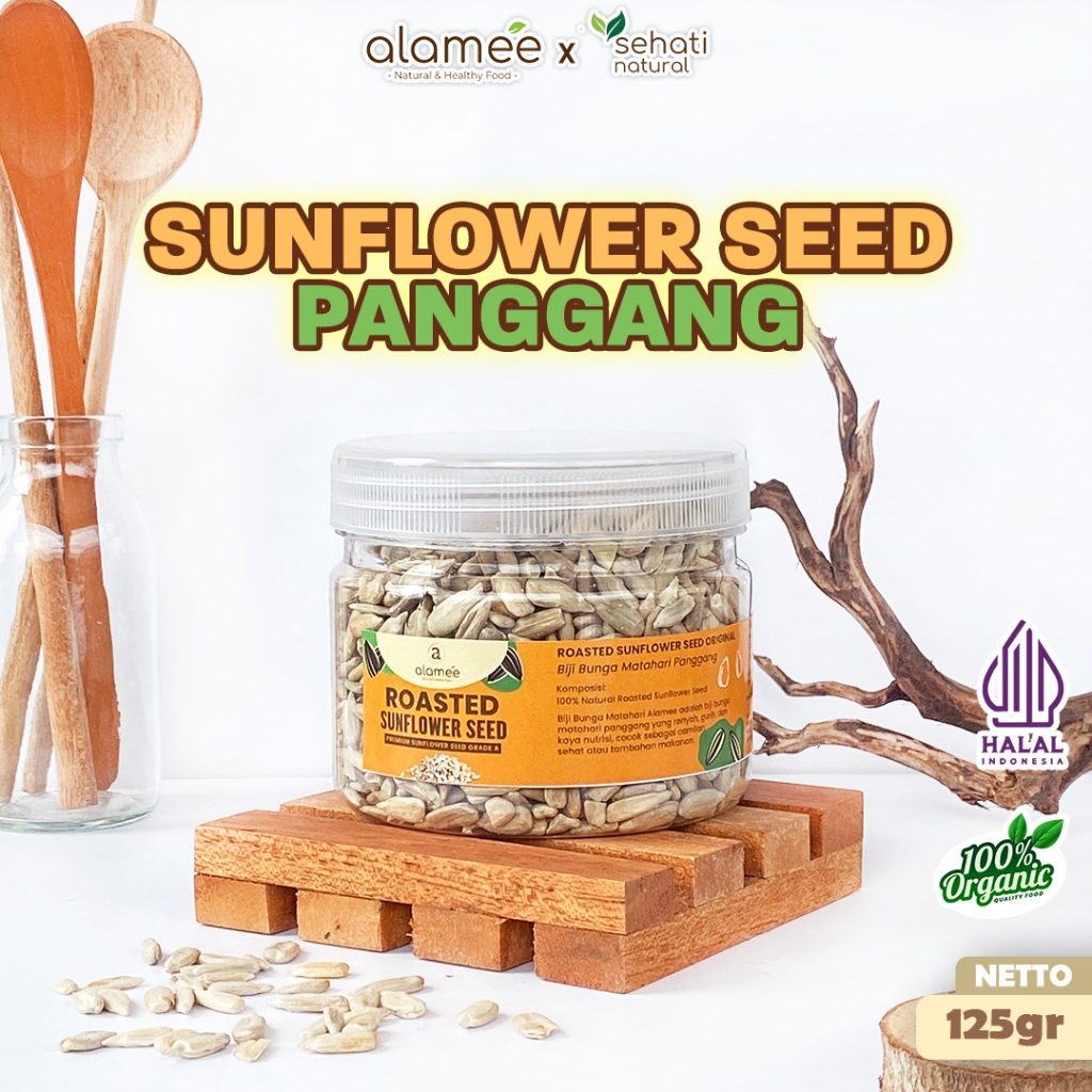 

ALAMEE Roasted Sunflower Seed Biji Bunga Matahari Kupas Oven Biji Kuaci Panggang PREMIUM 125gr