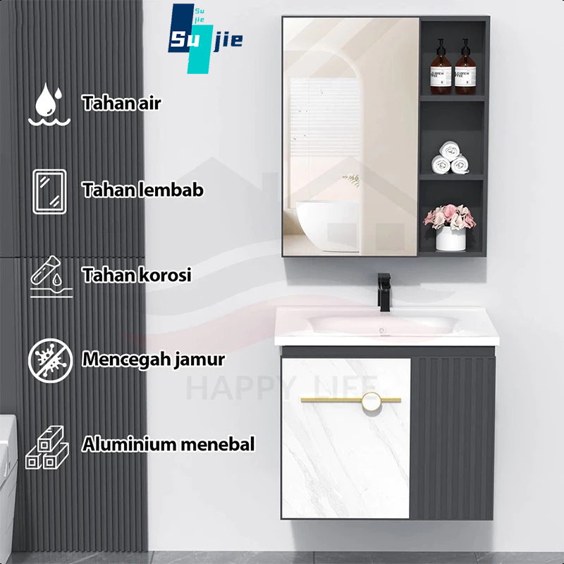 1 set wastafel kamar mandi (60cm)wastafel dinding wastafel cuci tangan estetik meja cuci tangan wast