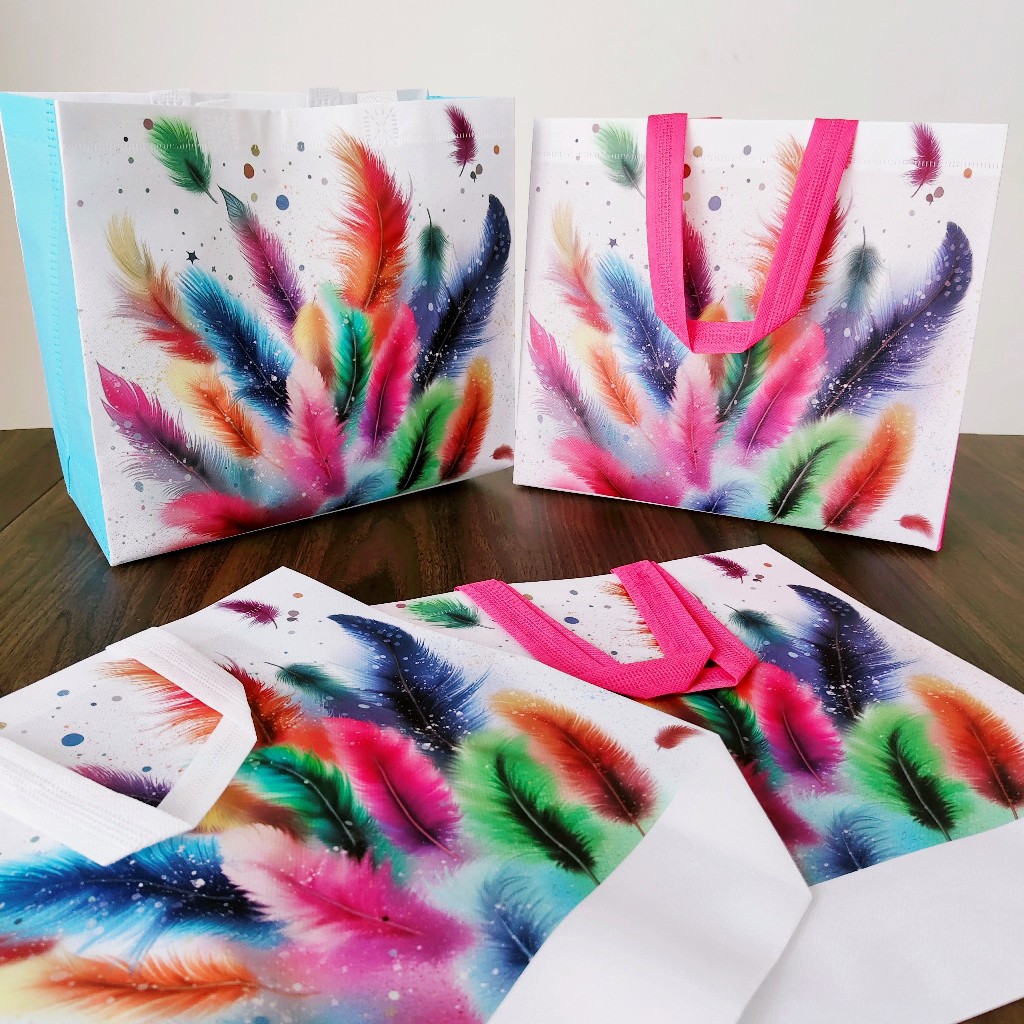 

(isi 12pcs) Tas Hadiah Pola Bulu 30x26x12cm Warna-warni denga Tas Serbaguna,Tas belanja,Tas Spunbond Laminasi ,Tas Hampers Lebaran Goodie Bag