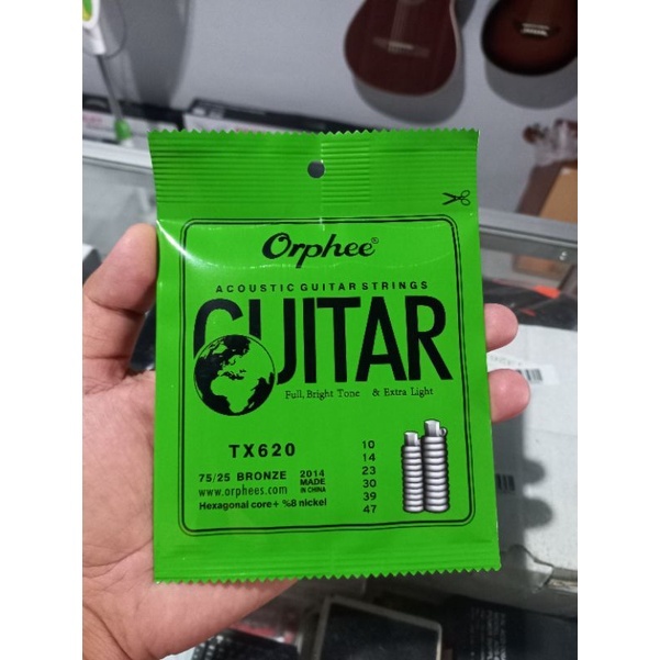SENAR GITAR AKUSTIK ORPHEE FULL BRIGHT TONE ORIGINAL TX620  / SENAR GITAR AKUSTIK ELEKTRIK / SENAR G