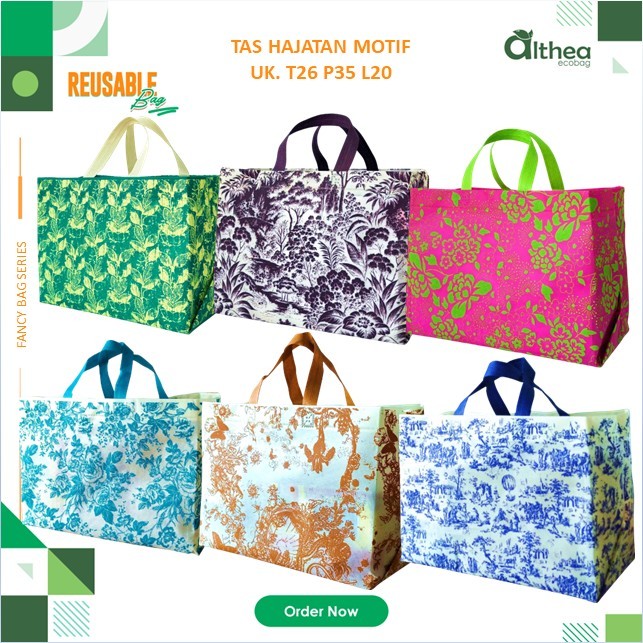 

[LUSINAN] Goodie Bag Bahan Spunbond | Motif Sablon Cantik Bahan Tebal | Tas Spunbond Box 26x35x20