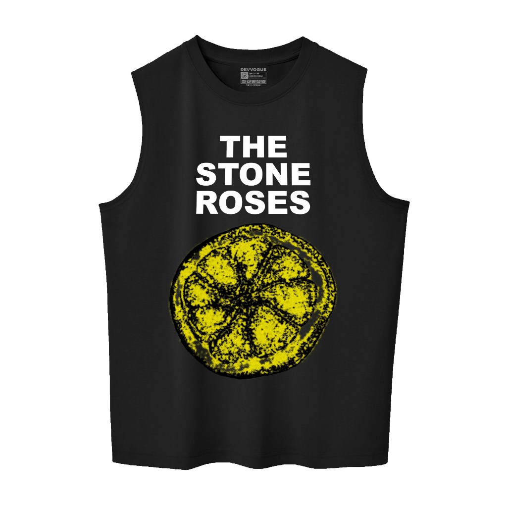 Devvogue Kaos singlet pria The Stones Roses Brand lekbong bahan Combed 24s