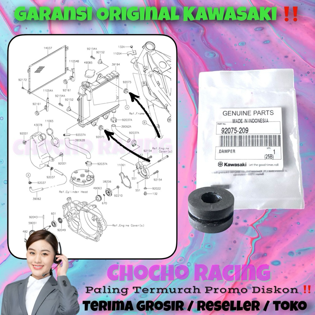 [209] PROMO DISKON - DEMPER KARET DUDUKAN RADIATOR ATAS BAWAH NINJA R SS RL VR C E J M N L BARONG KR
