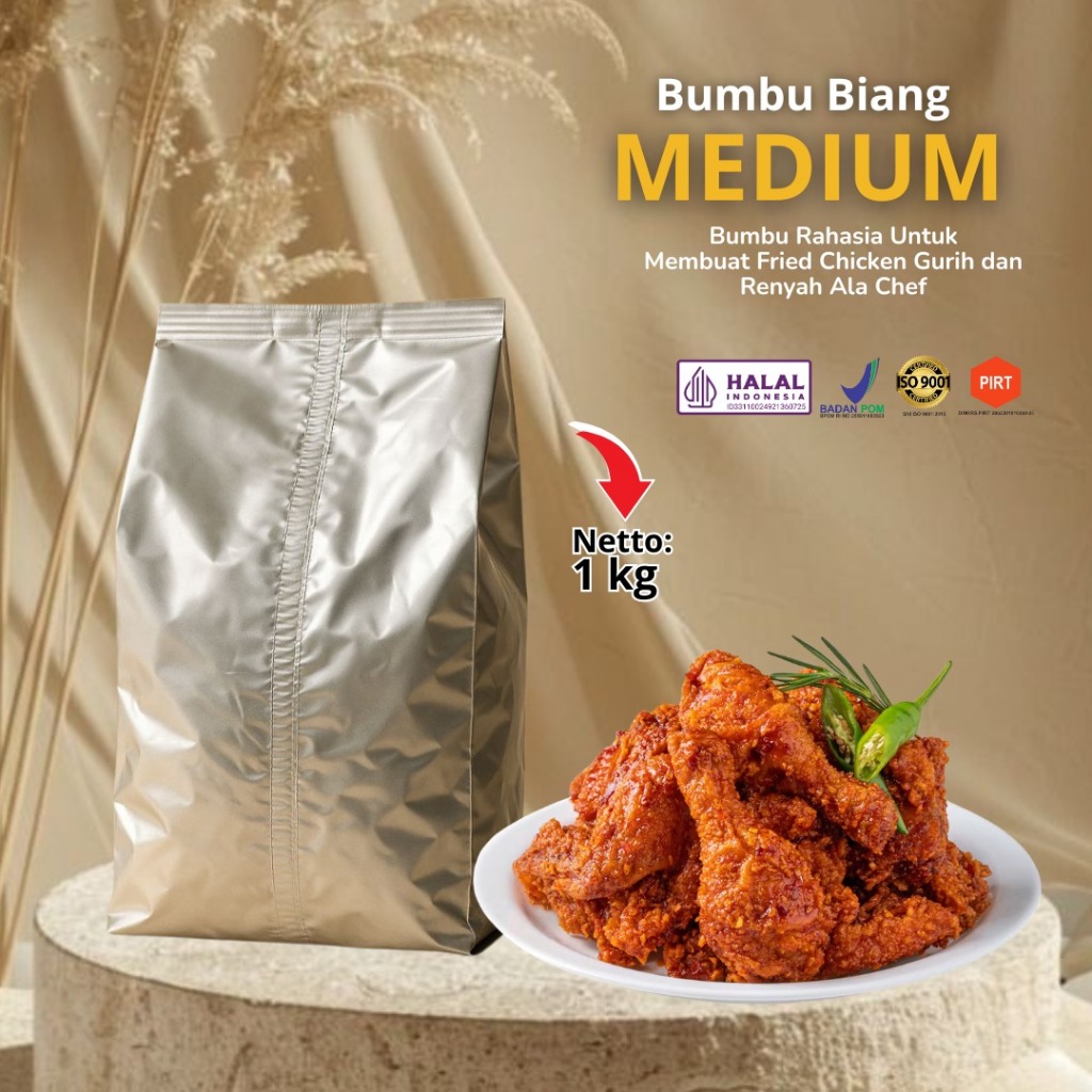 

Bumbu Biang Medium 1kg-Krispi-Renyah-Friedchicken-Bumbu instan-Bumbu tepung-Bumbu praktis-