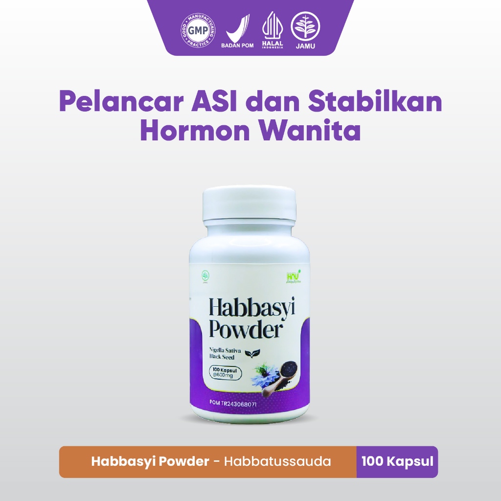HNU - Kapsul Habbatussauda Habbasyi Powder Isi 100 Melancarkan Asi Booster Halal BPOM