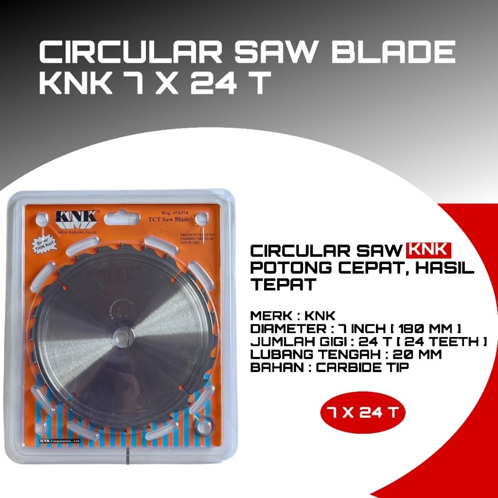 Mata Potong Circle Gergaji Kayu 7 Inch 24 T | Sirkel KNK 7 X 24 T Circular Saw Blade Mata Potong Kay