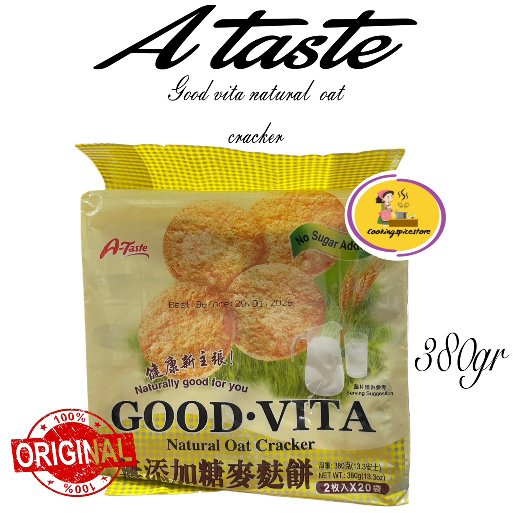 

A Taste Good Vita Natural Oat Cracker 380gr – Biskuit Gandum Sehat Tanpa Gula