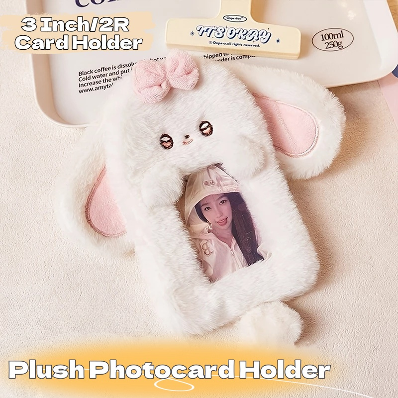 

【READY STOCK】 New Cartoon Rabbit Plush Photocard Case Cute Photo Card Holder Display 3 Inch/2R Card Case KPOP Photos Protective Cover (BTS, BLACKPINK, NEWJEANS) Friend Gift