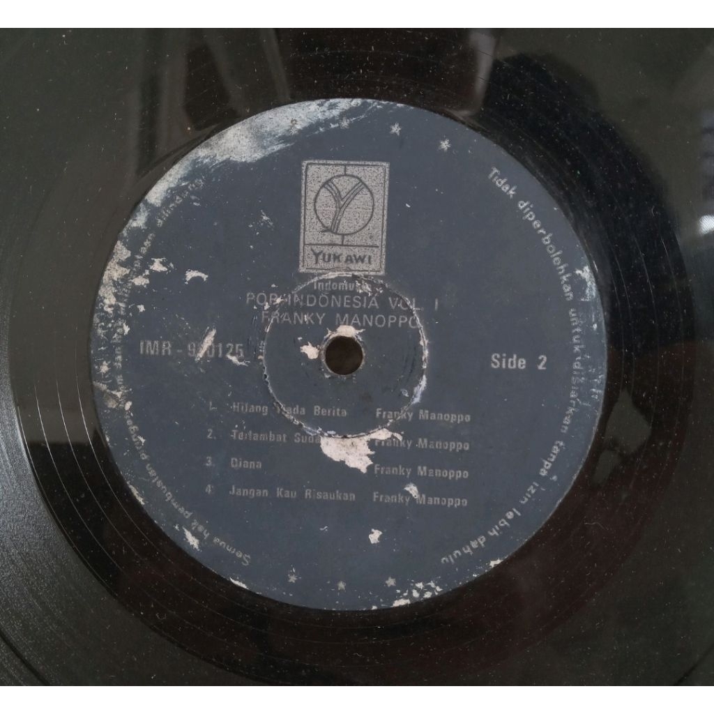 Vinyl Piringan Hitam 12 inch Franky Manoppo - Pop Indonesia Vol. I