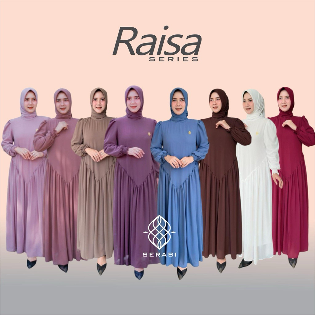 SERASI RAISA DRESS SET HIJAB Ceruty Babydoll Premium Gamis Muslim Umroh Lebaran Syar'i Simpel Abaya
