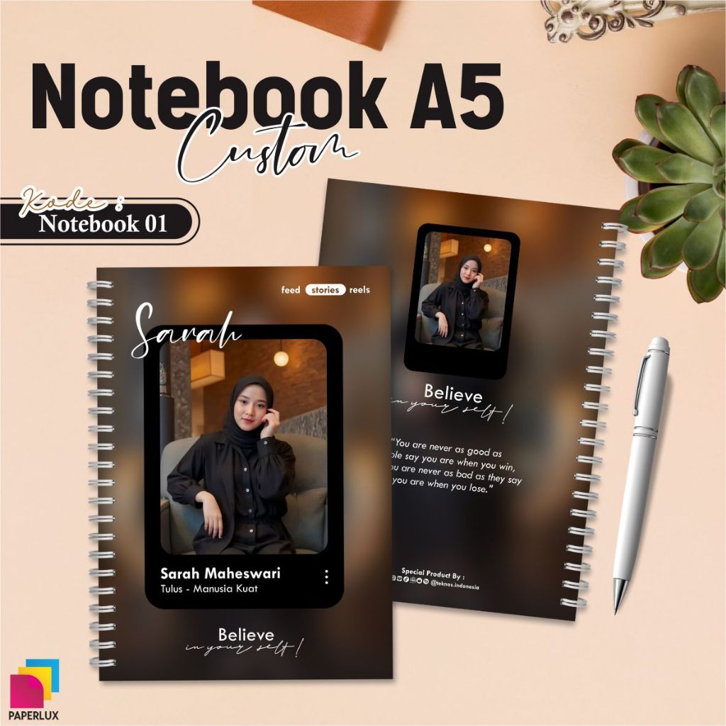

NOTEBOOK CUSTOM FOTO - BUKU CATATAN A5 SPIRAL - BUKU DIARY AESTHETIC PREMIUM