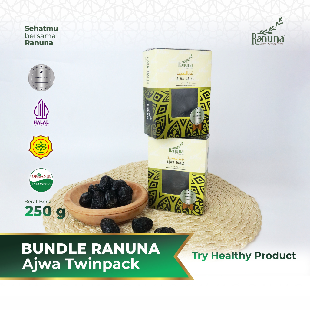 

Ranuna - Bundle Kurma Ajwa 250 Gram x 2 Pcs Premium Organic High Quality / Best Seller