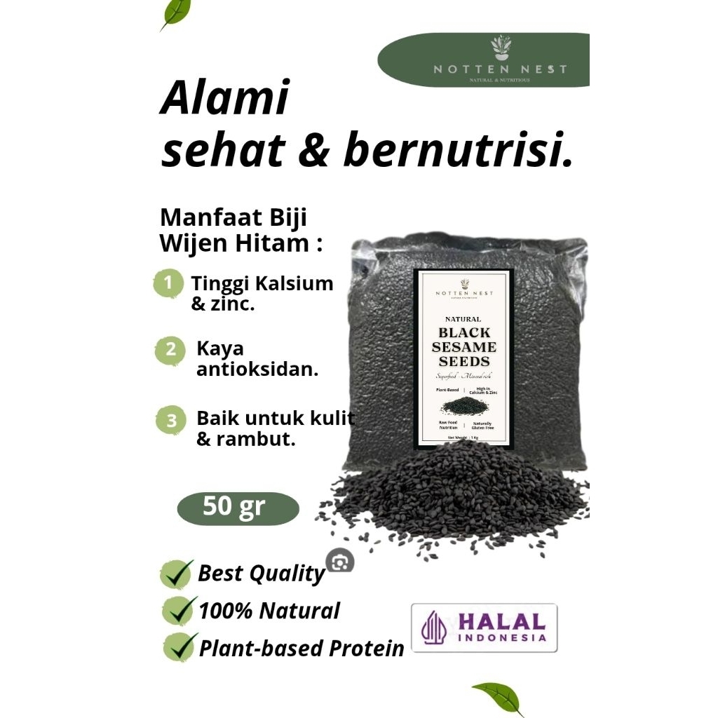 

Biji Wijen Hitam Organik Mentah 50gr - Ukuran Mini, Biji Utuh Alami - Cocok untuk coba coba,Topping Sehat