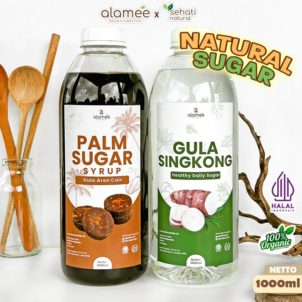 

ALAMEE Gula Aren Cair Singkong Ketela Palm Sugar Cair Organic Organik Pure Murni Sirup Pemanis 1ltr