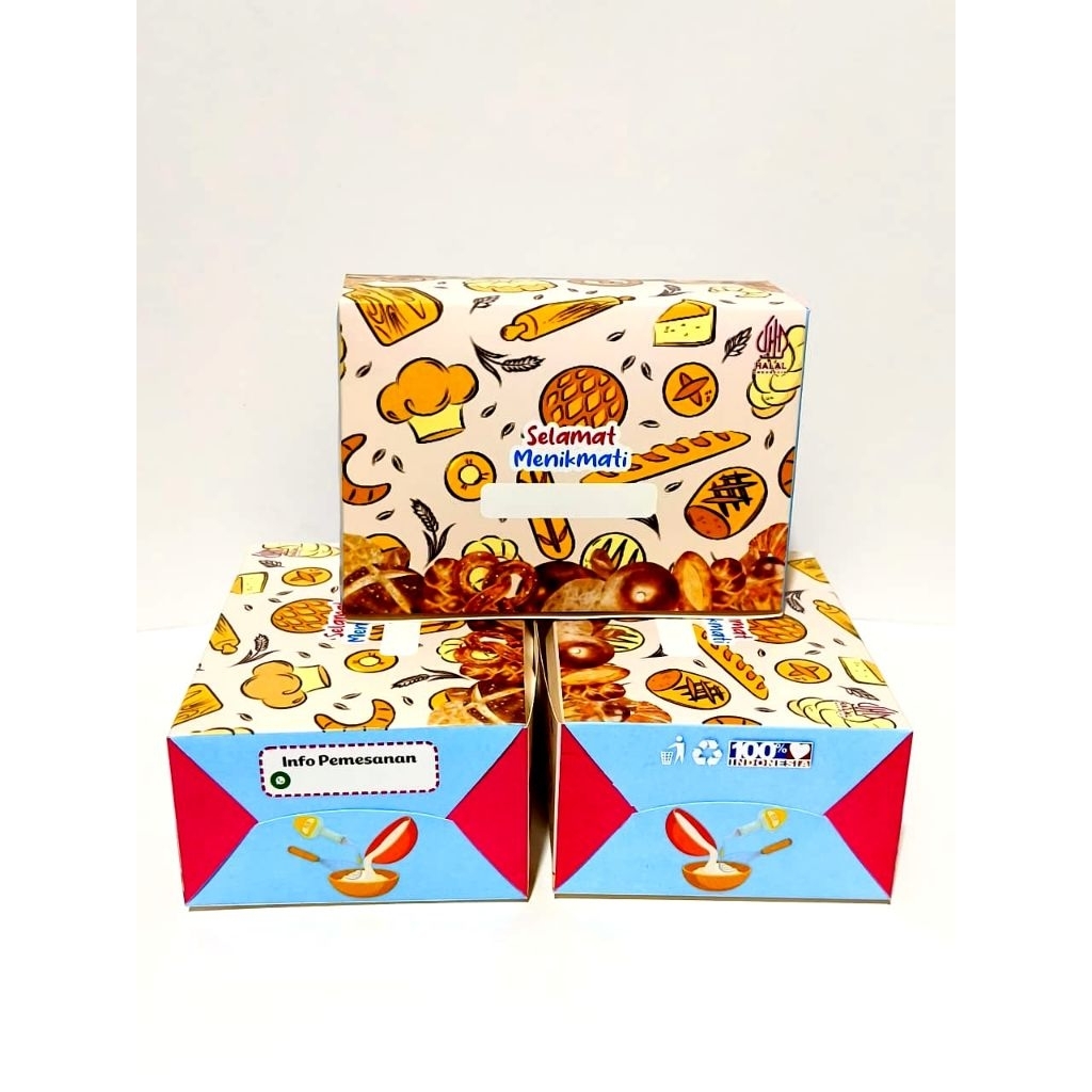 DUS KUE/ROTI DONAT 50 PCS IVORY KOTAK SNACK FULLCOLOUR PAPER LUNCH BOX PISANG COKLAT SINGKONG KEJU M