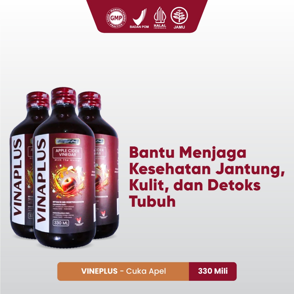 

Paket 3 Botol - Cuka Apel Vinaplus Isi 330ml bantu Atasi Penyakit Jantung Dan Detoks Tubuh